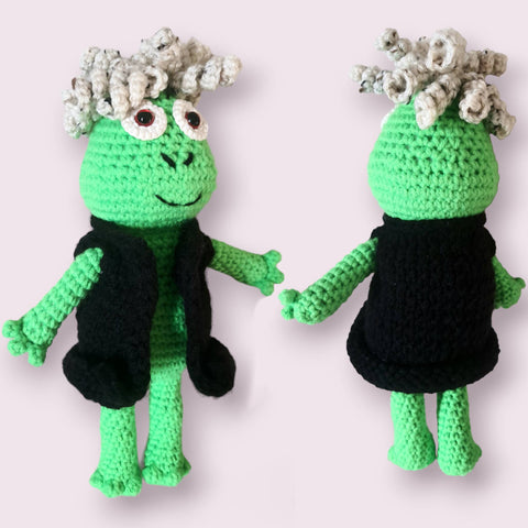 Lovely Green Frog | Finished Toy | Frog Crochet Amigurumi Toy | Green Froggy | Amigurumi Doll | Frog with 2 jackets