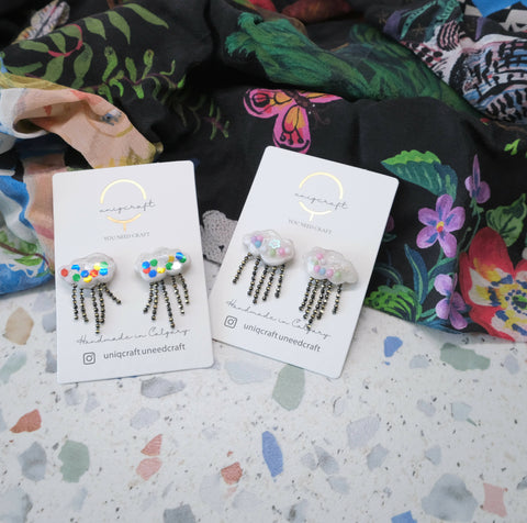 Rainbow Cloud | Polymer Clay Earrings | Handmade