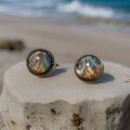 Earrings - Stainless Steel Studs - 8x8mm Glass Cabochon