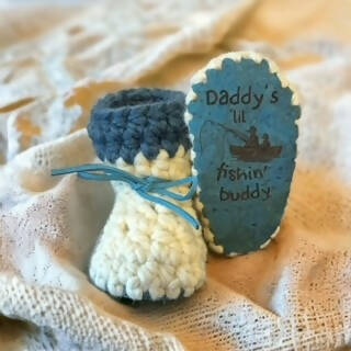 Crochet Baby Booties with engraved cork sole - 6-12 months